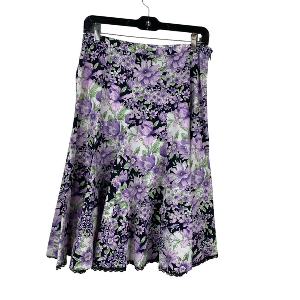 Dress Barn Y2k 90's Whimigoth Fairy Twee Floral Skirt Purple Size 8